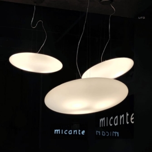 Biała lampa LED wisząca elipsa Micante Ufo Premium