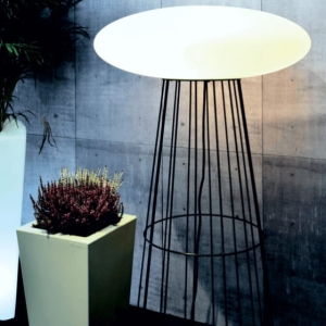 Biała lampa LED stojąca na stelażu elipsa Micante Ufo Premium